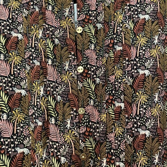 Loft Size XXL Paradise Jungle Print Button Front Side Tie Safari Dress NWT - Picture 3 of 8